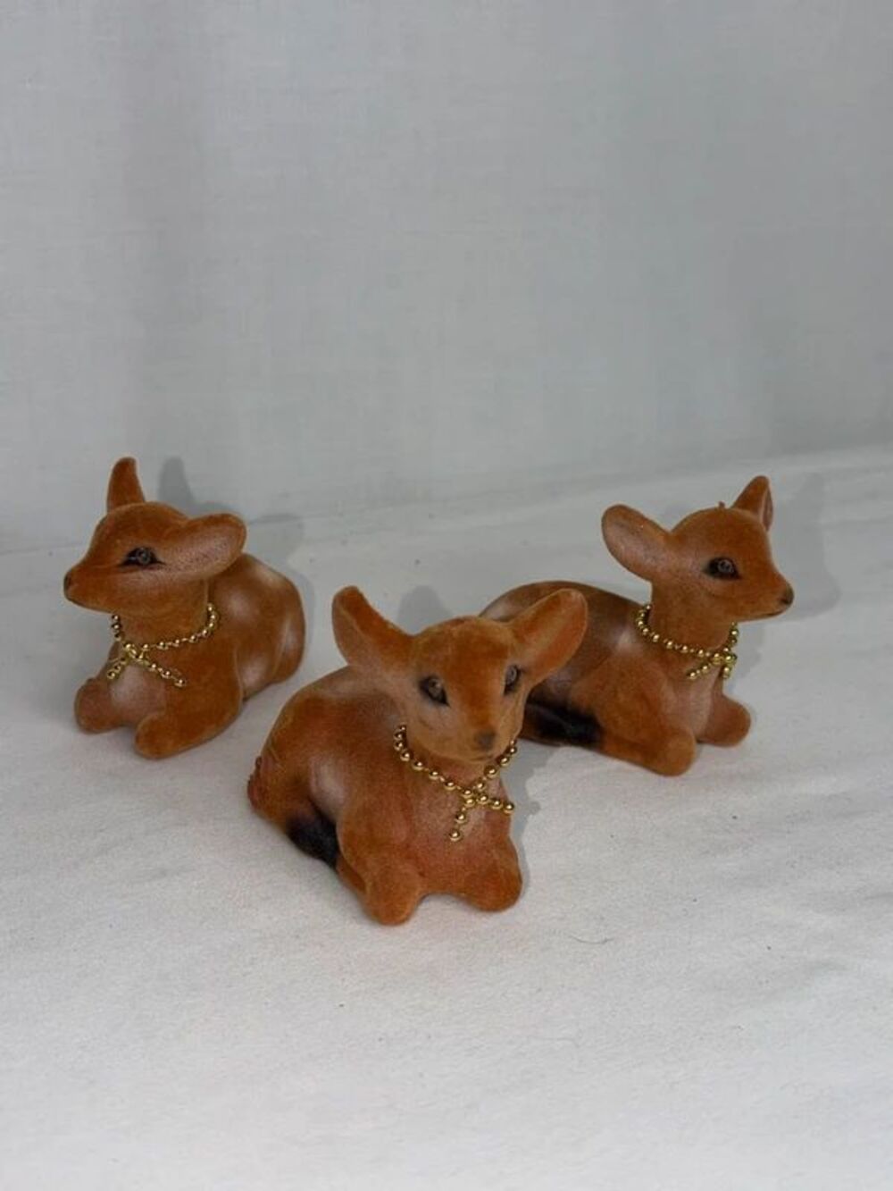 Vintage MCM? flocked deer figurines